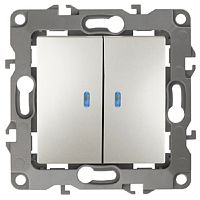 Выключатель с подсветкой без рамки Эра S12 2-кл 10А перламутр картинка